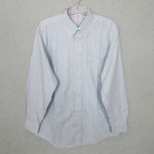 Brooks Brothers Madison 16-34 Non Iron Blue Striped Button Down Shirt Mens